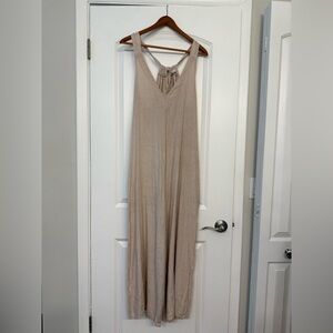 Elegant Pink/Beige Linen Jumpsuit